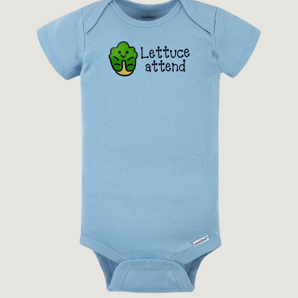 Lettuce Attend Baby Onesie, Orthodox Baby Gift, Gerber Bodysuit