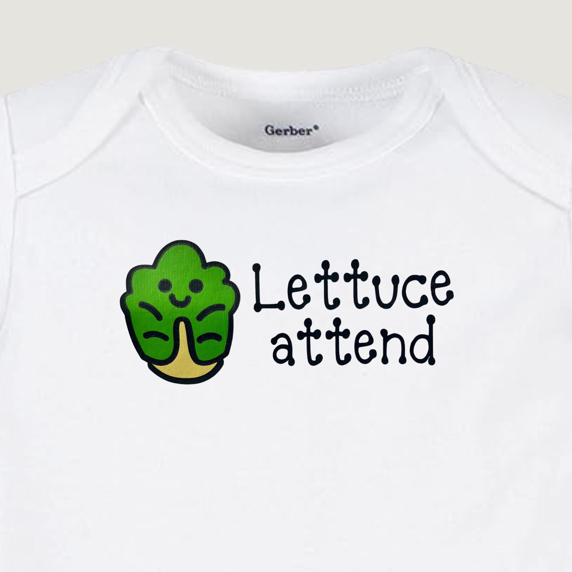 Lettuce Attend Baby Onesie, Orthodox Baby Gift, Gerber Bodysuit