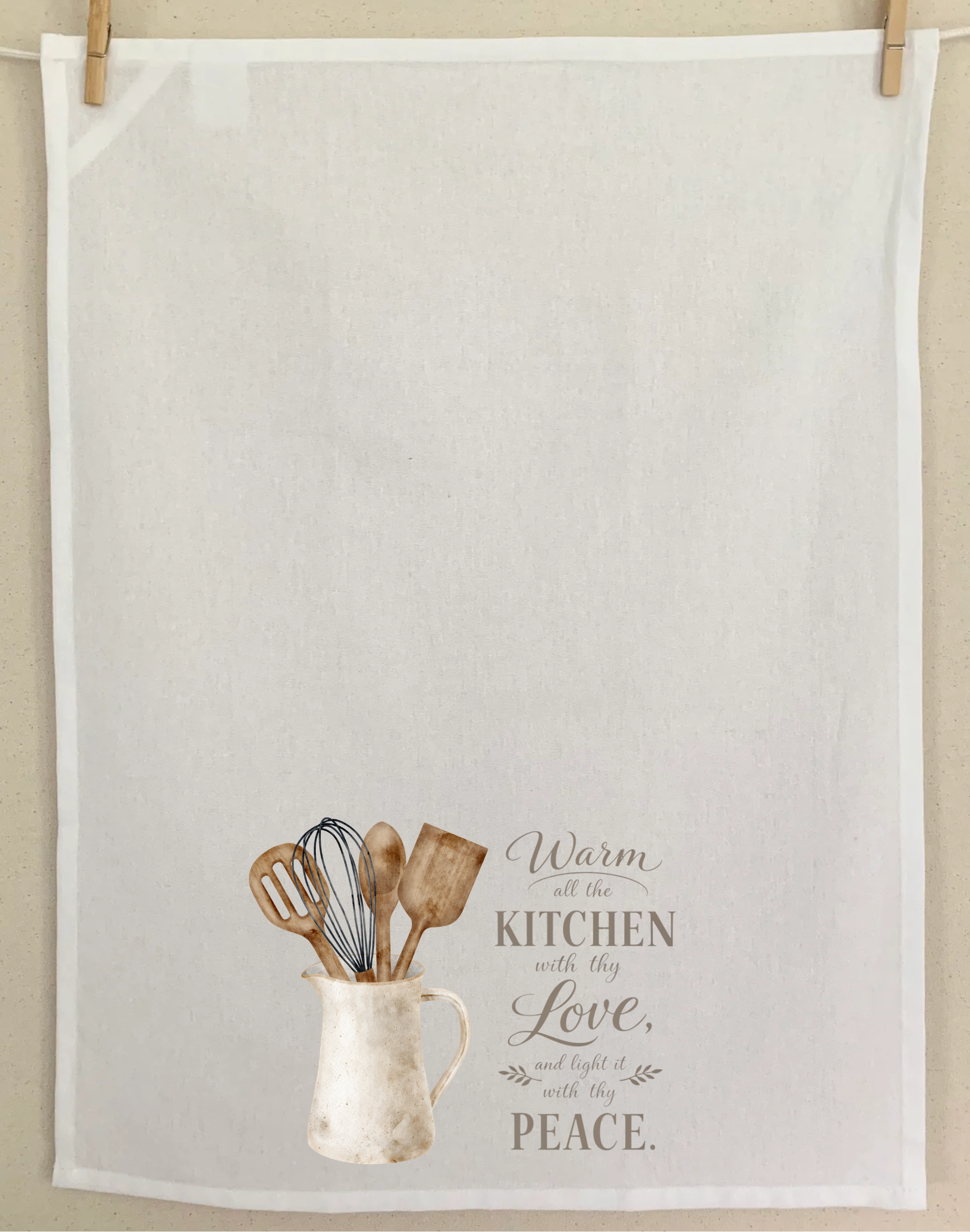 "Warm all the kitchen with Thy love" Tea Towel